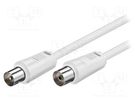 Cable; 75Ω; 7.5m; coaxial 9.5mm socket,coaxial 9.5mm plug; white Goobay