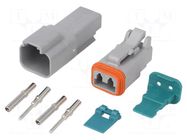 Connector: wire-wire; plug; male + female; AT; PIN: 2; IP67,IP69K AMPHENOL