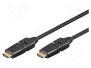 Cable; HDMI plug movable ±90°,both sides; 2m; black; HDMI 1.4 Goobay