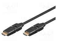 Cable; HDMI 1.4; HDMI plug movable ±90°,both sides; 2m; black Goobay