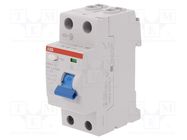 RCD breaker; Inom: 25A; Ires: 30mA; Max surge current: 5000A; IP20 ABB