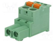 Pluggable terminal block; 5.08mm; ways: 2; angled 90°; plug; green DEGSON ELECTRONICS