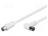Cable; 1.5m; coaxial 9.5mm angled socket,coaxial 9.5mm plug Goobay