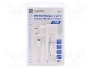 Power supply: switched-mode; mains,plug; 5VDC; 2A; Out: USB; white LOGILINK