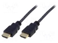 Cable; HDMI plug,both sides; 3m; black; HDMI 1.4 DIGITUS