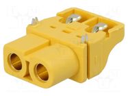 Connector: DC supply; socket; XT60; female; PIN: 2; on PCBs; SMT AMASS