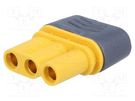 Plug; DC supply; MR30; female; PIN: 3; for cable; soldering; yellow AMASS