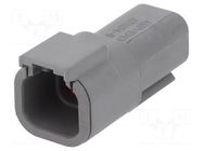 Connector: wire-wire; plug; male; ATM; for cable; PIN: 4; grey; IP67 AMPHENOL