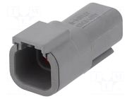 Connector: wire-wire; plug; male; ATM; PIN: 4; IP67; for cable; grey AMPHENOL
