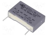 Capacitor: polypropylene; X2; R46; 100nF; 18x5x11mm; THT; ±20%; 15mm KEMET