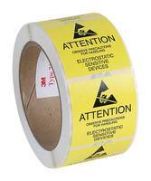 LABEL, ESD WARNING, YELLOW, 2" X 2"