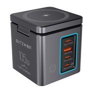 Blitzwolf BW-i113 GaN, USB-A, 3xUSB-C, 105W mains charger, BliTZWOlF