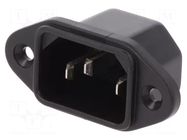 Connector: AC supply; socket; male; 10A; 250VAC; C14 (E); 6061; IP20 SCHURTER