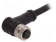 Connector: M8; female; PIN: 4; 3A; 30V; IP67; angled; plug; 1m BULGIN