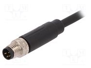 Connector: M8; male; PIN: 4; straight; plug; 3A; IP67; 30V; 1m BULGIN