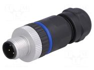 Connector: M12; plug; PIN: 4; male; 250V; IP67; screw terminal; 4A BULGIN