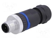 Connector: M12; plug; PIN: 3; male; 250V; IP67; screw terminal; 4A BULGIN