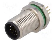 Connector: M12; socket; PIN: 12; male; 30V; IP67; THT; 1.5A BULGIN