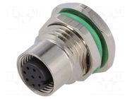 Connector: M12; socket; PIN: 8; female; 30V; IP67; THT; 2A BULGIN