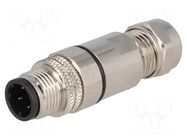 Connector: M12; plug; PIN: 4; male; 250V; IP67; soldering; for cable BULGIN