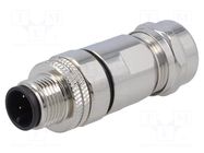 Connector: M12; plug; PIN: 3; male; 250V; IP67; soldering; for cable BULGIN