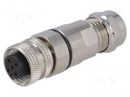 Connector: M12; plug; PIN: 5; female; 60V; IP67; soldering; for cable BULGIN