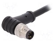 Connector: M8; male; PIN: 4; 3A; 30V; IP67; angled; plug; 1m; PVC BULGIN