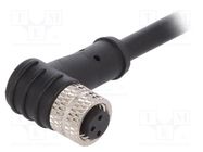 Connector: M8; female; PIN: 3; angled; plug; 3A; IP67; 60V; 1m; PVC BULGIN