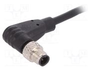 Connector: M5; plug; male; cables; PIN: 3; 1A; angled; IP67; 60V; 1m BULGIN