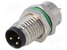 Connector: M8; male; PIN: 3; for panel mounting,front side nut BULGIN