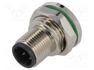 Connector: M12; socket; PIN: 4; male; D code-Ethernet; THT; IP67 BULGIN