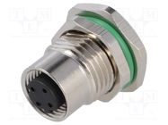 Connector: M12; socket; PIN: 4; female; D code-Ethernet; THT; IP67 BULGIN