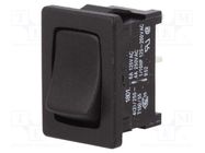 ROCKER; SPST; Pos: 2; OFF-(ON); 4A/250VAC; black; IP40; none; 100mΩ Marquardt