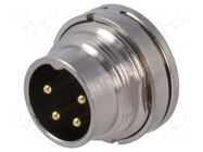 Connector: M16; socket; male; PIN: 4; 7A; 250V; soldering; straight BULGIN
