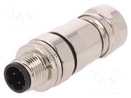 Connector: M12; plug; PIN: 4; male; 250V; IP67; soldering; for cable BULGIN