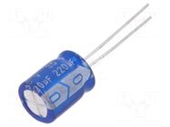 Capacitor: electrolytic; THT; 220uF; 35VDC; Ø10x12mm; Pitch: 5mm Jb Capacitors