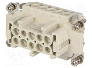 Connector: HDC; contact insert; female; DE; PIN: 10; 10+PE; 16A; 500V DEGSON ELECTRONICS