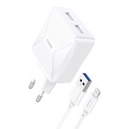 GaN Foneng EU50 charger, 35W 2x USB-C to Type-C to Lightning (white), Foneng