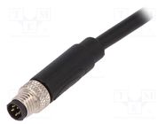 Connector: M8; male; PIN: 5; straight; plug; 1.5A; IP67; 30V; 1m; PVC BULGIN