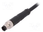 Connector: M5; plug; male; cables; PIN: 3; 1A; straight; IP67; 60V BULGIN