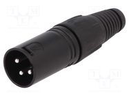 Plug; XLR; male; PIN: 3; straight; for cable; soldering; black; metal CLIFF