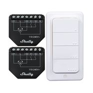 Set of 2 Blind/curtain WiFi controllers Shelly Shutter + BLU RC Button 4, Shelly