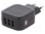 Power supply: switched-mode; 5VDC; 3.4A; 17W; Out: USB x3; tablet QOLTEC