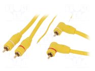 Cable; RCA plug x2,RCA plug x2 angled,control; 5m; yellow 4CARMEDIA