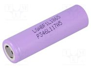 Re-battery: Li-Ion; 18650,MR18650; 3.6V; 3350mAh; Ø18.29x65.15mm LG CHEM