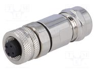 Connector: M12; plug; PIN: 4; female; D code-Ethernet; for cable BULGIN