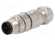 Connector: M12; plug; PIN: 5; male; 60V; IP67; soldering; for cable BULGIN