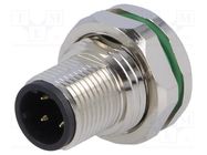 Connector: M12; socket; PIN: 4; male; D code-Ethernet; THT; IP67 BULGIN