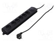 Plug socket strip: protective; Sockets: 6; 250VAC; 10A; black QOLTEC