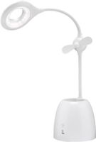 LED Desk Lamp Fan + Pen Box, white - interior lighting for a study, children’s room, bedroom or office